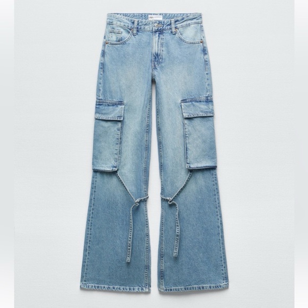 Zara TRF BELT LOOP CARGO JEANS - Size 0